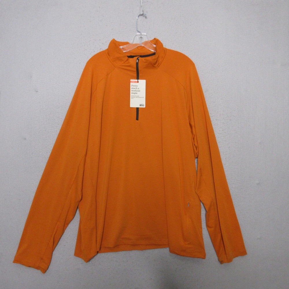 REI Co-op Pullover Men 3XL Orange Active Pursuits Quarter-Zip‎ UPF Outdoor NWT